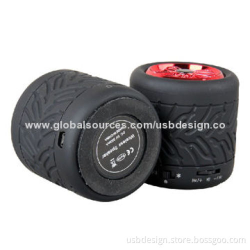 2014 New Tire Shape Bluetooth Portable Speaker with SD Card Slot, 3W Loudspeaker Output